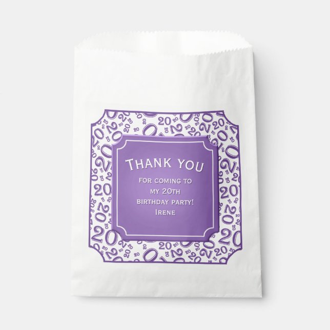 Sachets En Papier Merci : 20e Motif au hasard Pourpre 20 (Devant)