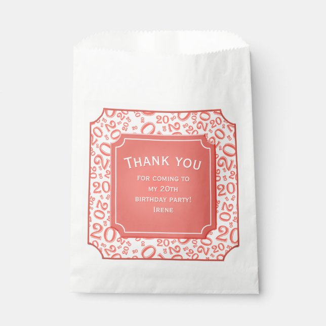 Sachets En Papier Merci : 20e nombre aléatoire Motif Coral 20 (Devant)
