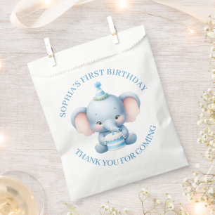 Sachets En Papier Merci Anniversaire de enfant Eléphant Bleu mignon