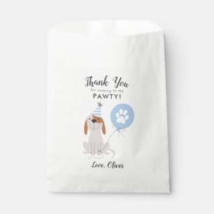 Sachets En Papier Merci bleu de fête d'anniversaire de chien