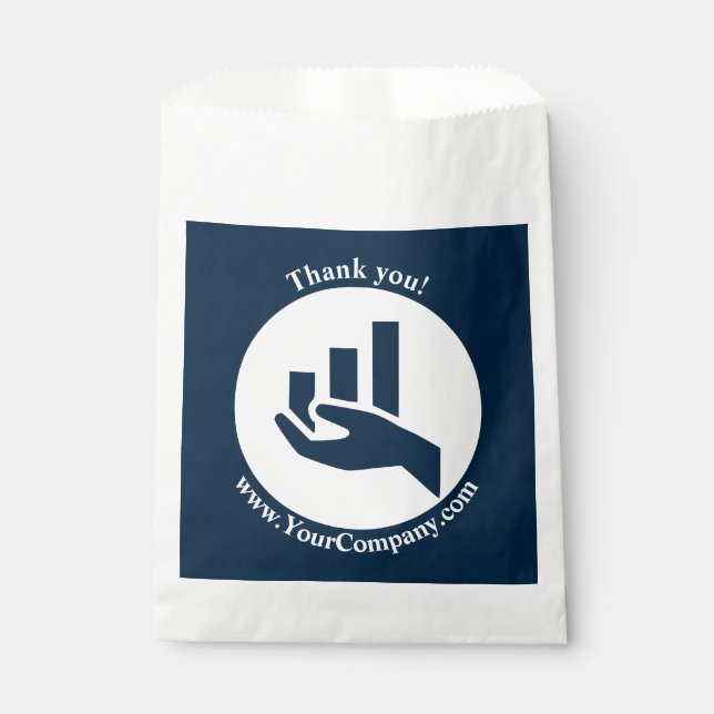Sachets En Papier Merci Conseiller Financier Blanc-Bleu  (Devant)