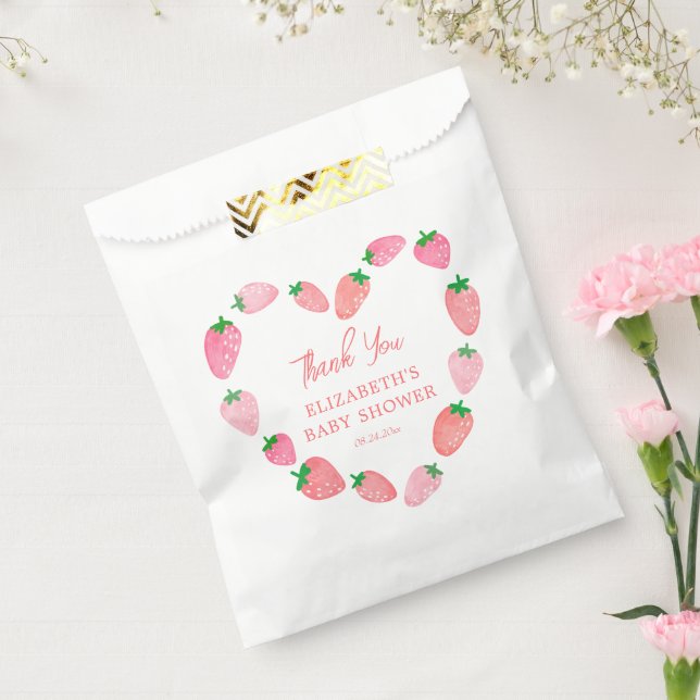 Sachets En Papier Merci de Baby shower aux fraises mûres (Scellé)