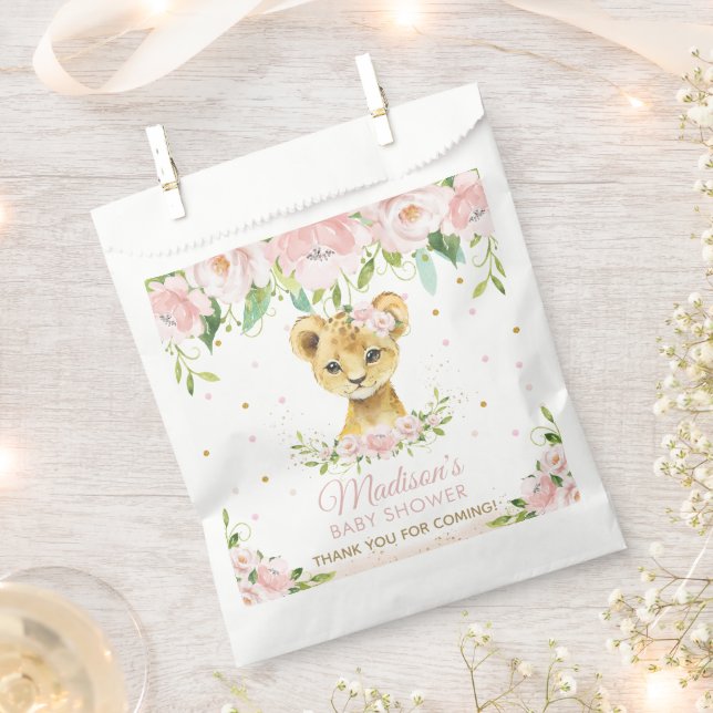 Sachets En Papier Merci de Baby shower de Lion Cub rose pâle (Coupé)