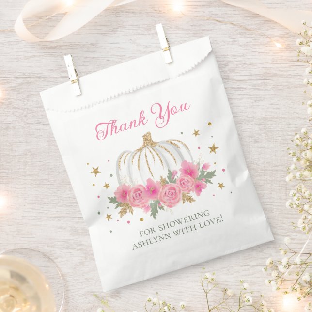 Sachets En Papier Merci de Baby shower de petite fille Citrouille (Coupé)