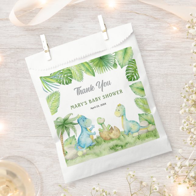 Sachets En Papier Merci de Baby shower Dinosaur (Coupé)