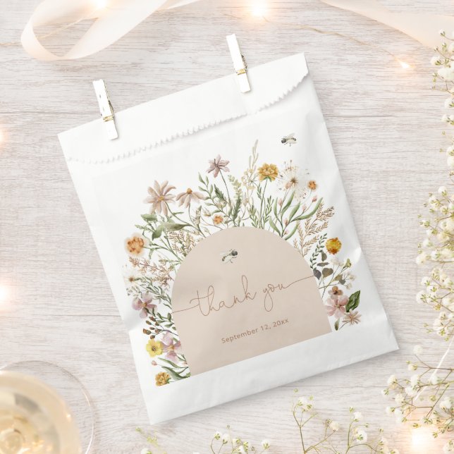 Sachets En Papier Merci de Baby shower floral Boho (Coupé)