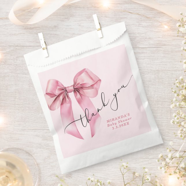 Sachets En Papier Merci de Baby shower rose bow (Coupé)