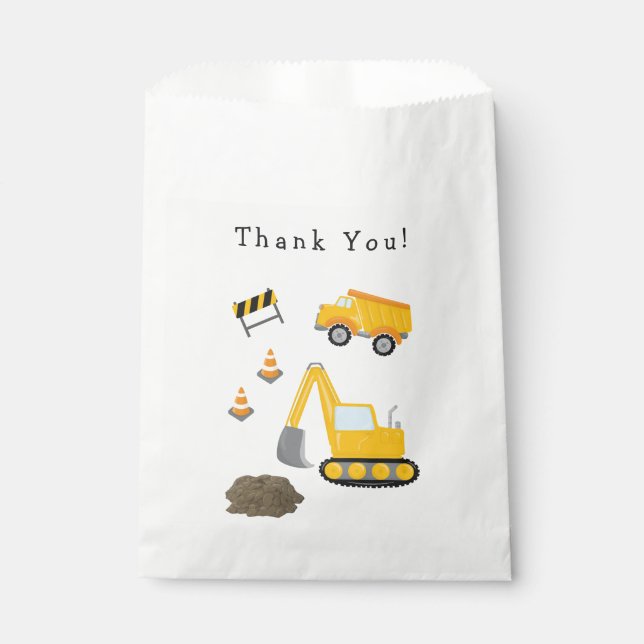 Sachets En Papier Merci de fête d'anniversaire de construction enfan (Devant)