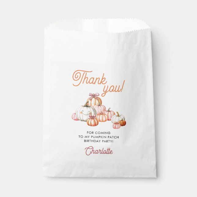 Sachets En Papier Merci de fête d'anniversaire de la Citrouille (Devant)