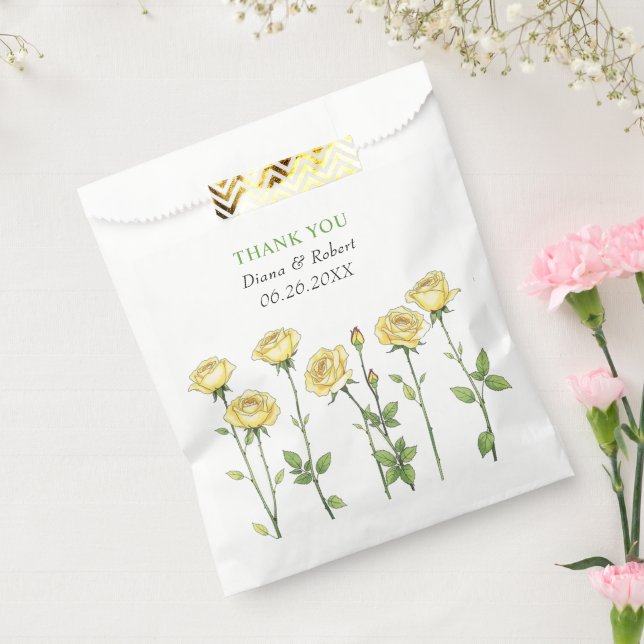 Sachets En Papier Merci de fleurs rose jaune beurre mariage (Scellé)