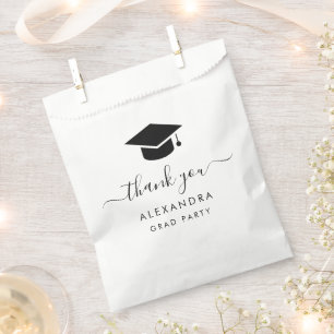 Sachets En Papier Merci de graduation noir et blanc