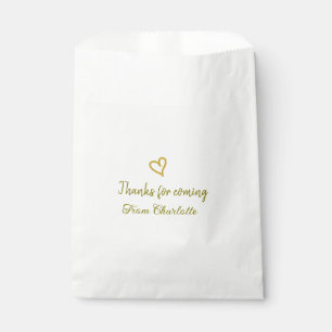 Sachets En Papier merci d'être venu nom du texte message cœur doré