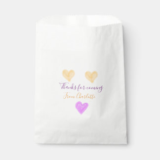 Sachets En Papier merci d'être venu nom du texte orange violet cœur