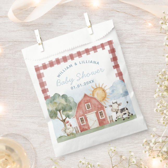 Sachets En Papier Merci du Baby shower agricole (Coupé)