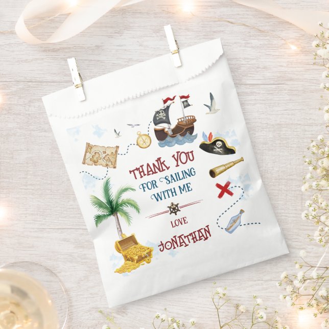 Sachets En Papier Merci Enfants fête pirate Baby boy anniversaire (Coupé)