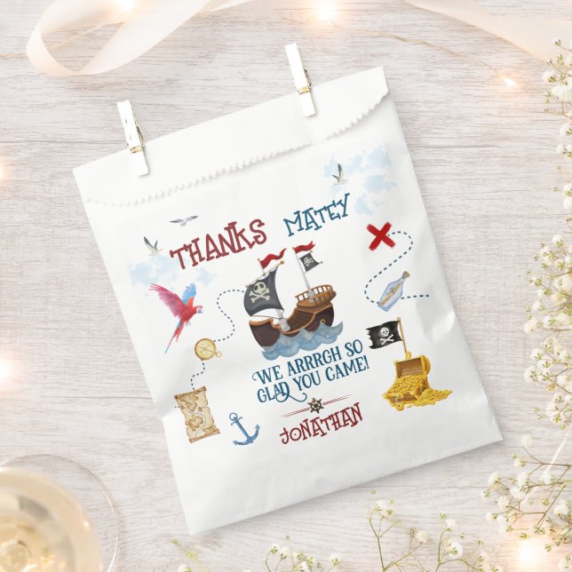 Sachets En Papier Merci Enfants fête pirate Baby boy anniversaire (Coupé)