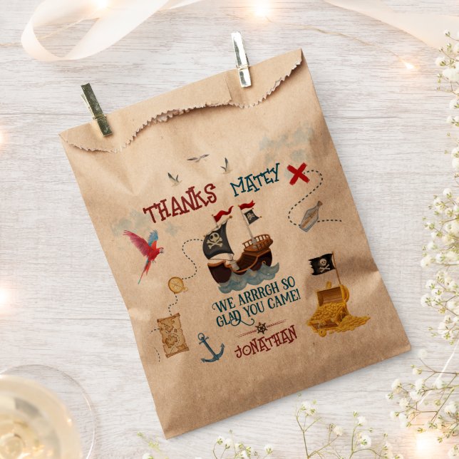 Sachets En Papier Merci Enfants fête pirate Favoriser l'anniversaire (Coupé)