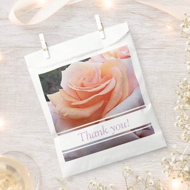 Sachets En Papier Merci Floral Rose orange (Coupé)