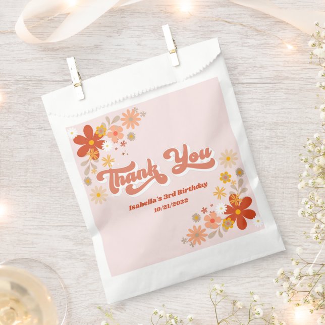 Sachets En Papier Merci Floral Super rétro (Coupé)