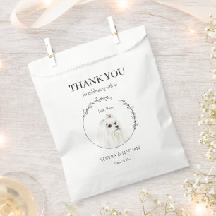 Sachets En Papier Merci Mariage de chien maltais simple