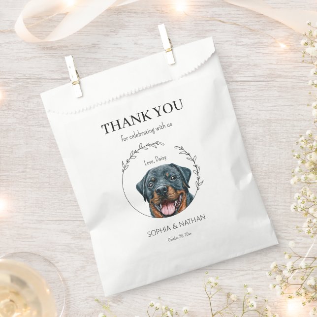 Sachets En Papier Merci Mariage de chien simple Rottweiler (Coupé)