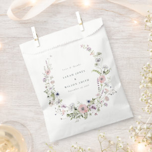 Sachets En Papier Merci Mariage de couronne Fleur sauvage rose Lilac