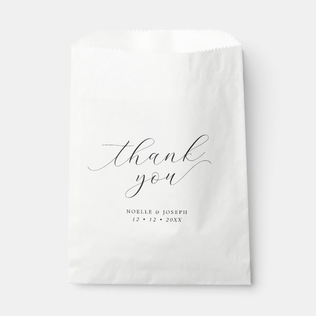 Sachets En Papier Merci Mariage de script minimaliste préféré (Devant)