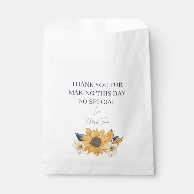 Sachets En Papier Merci Mariage de tournesol rustique (Devant)