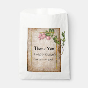 Sachets En Papier Merci Mariage vintage de baies roses