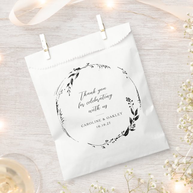 Sachets En Papier Merci personnalisé Mariage de couronnes florales e (Coupé)