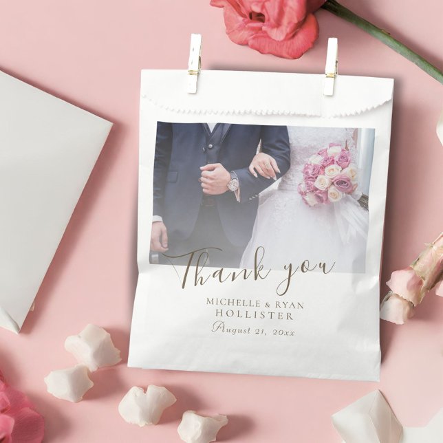 Sachets En Papier Merci photo de mariage élégant (Créateur téléchargé)