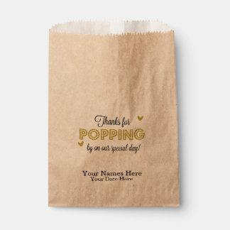 Sachets En Papier Merci pour Popping by, Gold Favors, Wedding Favors