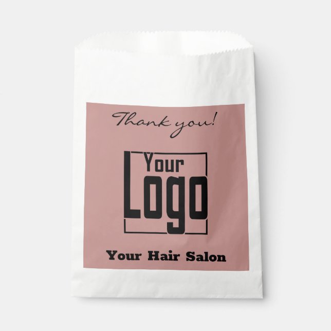Sachets En Papier Merci rose noir ! Logo Nom de l'entreprise Sac en  (Devant)