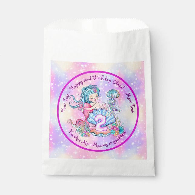 Sachets En Papier Mermaid 2e anniversaire Modifier Modifier le texte (Devant)