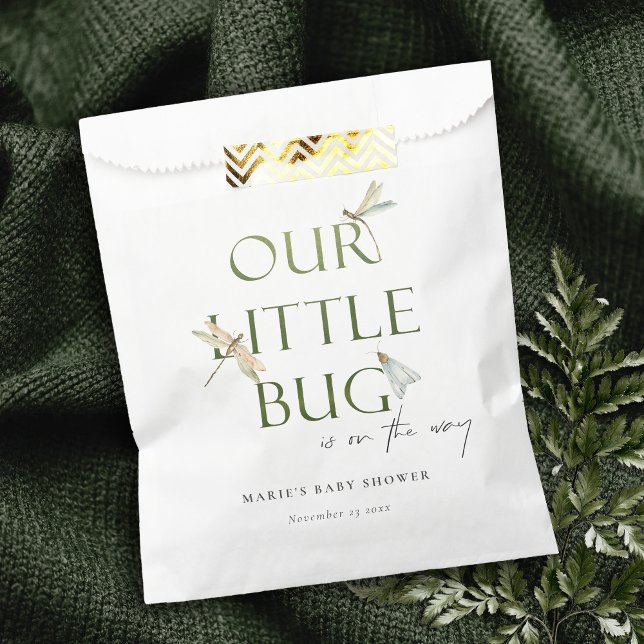 Sachets En Papier Mignonne Notre petit Baby shower de libellule vert (Créateur téléchargé)