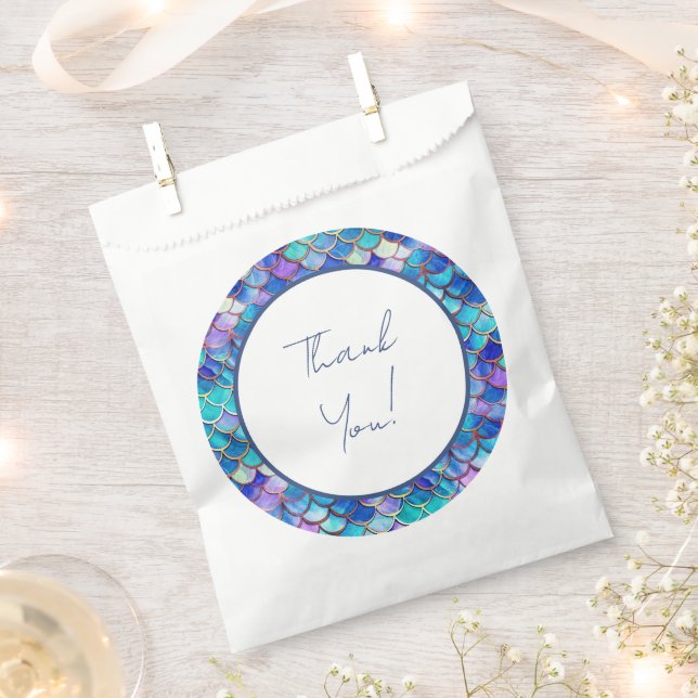 Sachets En Papier Mignonne Sirène Petites Filles Anniversaire Merci (Coupé)
