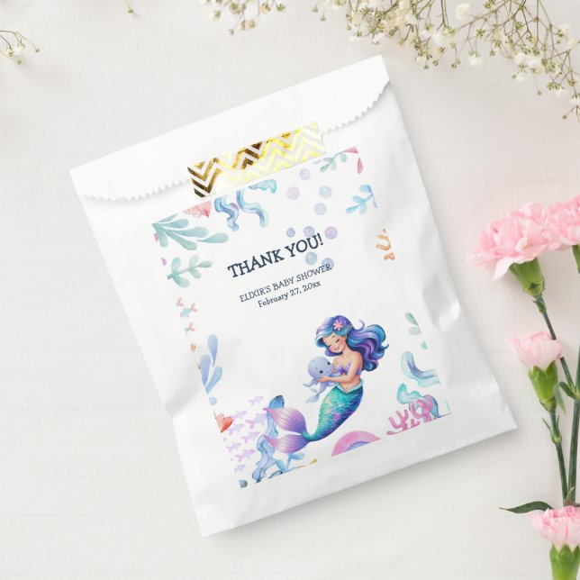 Sachets En Papier Mignonne sirène sous le Baby shower d'aquarelle de (Scellé)