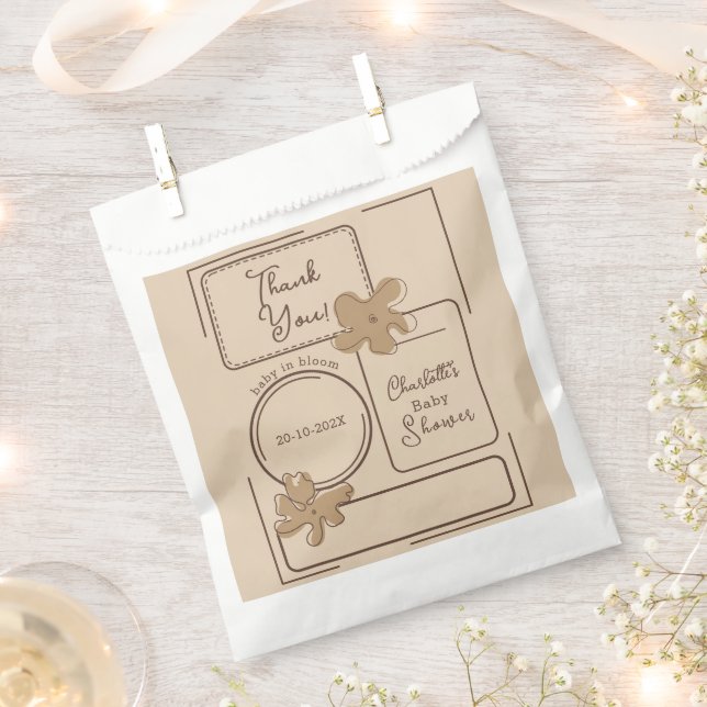Sachets En Papier Minimalist Style Flower Notes Baby Shower (Coupé)