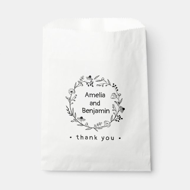 Sachets En Papier minimalist Wildflower Wreath Folk Rustic Wedding  (Devant)