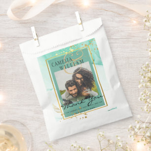 Sachets En Papier Mint Green Gold MARIAGE Encre d'alcool Abstraite