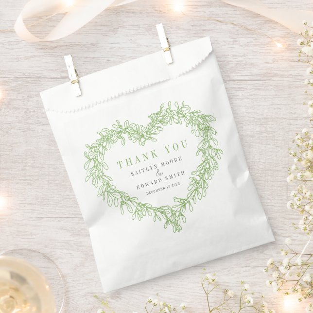 Sachets En Papier Mistletoe ligne art vert gris mariage merci (Coupé)