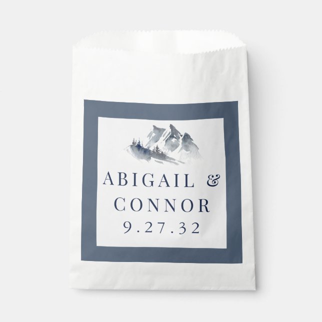 Sachets En Papier Misty Mountain Blue Grey Blanc Élégant Bordure (Devant)