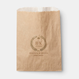 Sachets En Papier Modèle de mariage à couronne de laurier scintillan