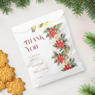 Sachets En Papier Modèle d'or poinsettia d'hiver