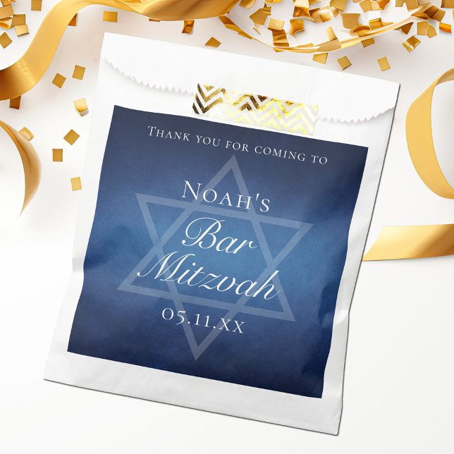 Sachets En Papier Modern Bar Mitzvah Blue Star de David Custom Party (Créateur téléchargé)