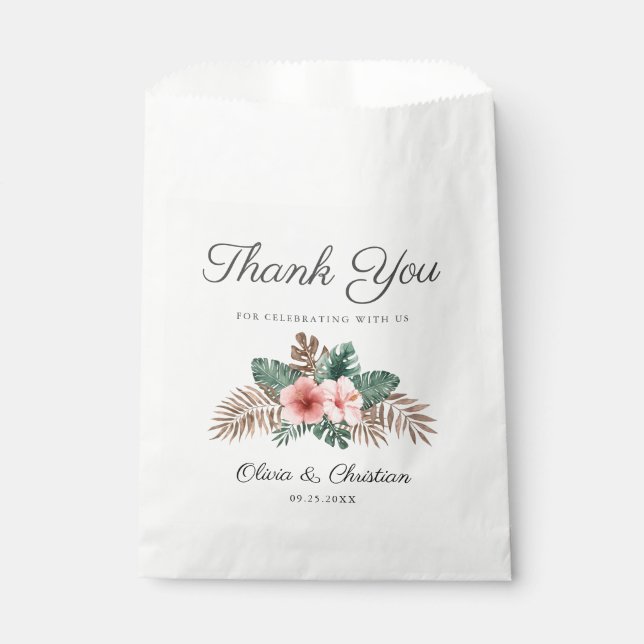 Sachets En Papier Moderne Boho Tropical Foliage Mariage Merci Fav (Devant)
