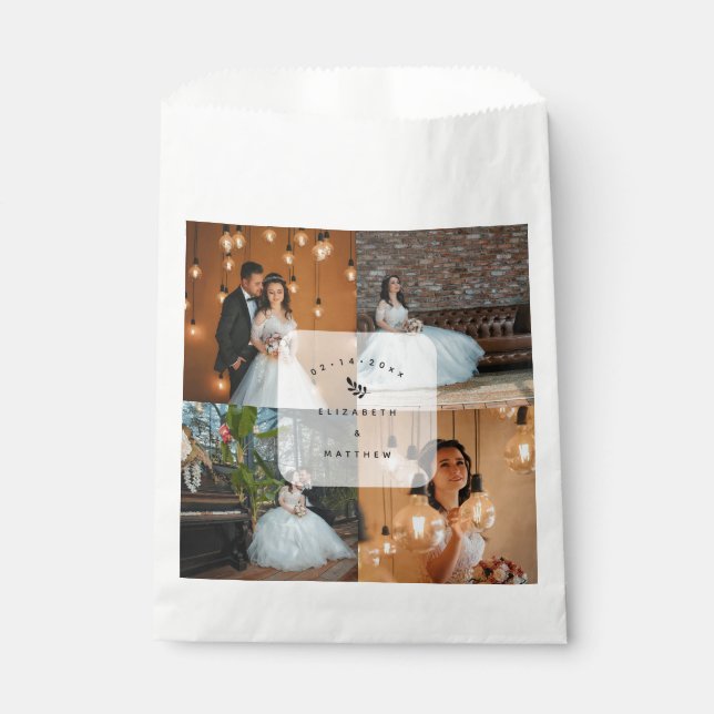 Sachets En Papier Moderne Elegant 4 Photo Collage Mariage (Devant)