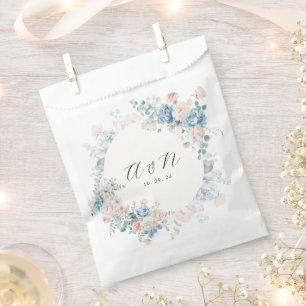 Sachets En Papier Moderne Elegant Aquarelle Floral Monogramme Mariag
