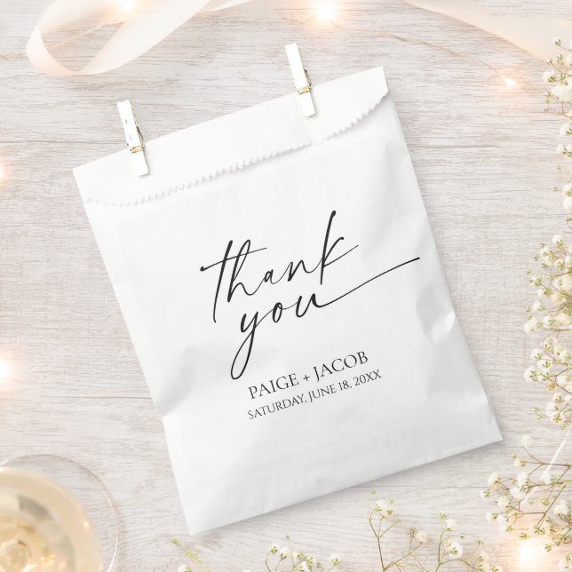 Sachets En Papier Moderne minimaliste Élégant Mariage noir blanc (Coupé)