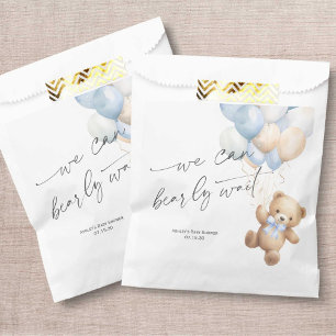 Sachets En Papier Moderne Nous Pouvons Attendre Bleu Garçon Douche
